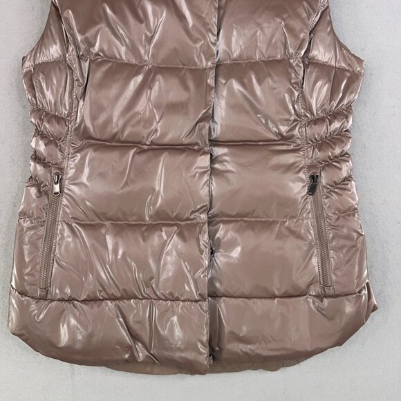 Athleta Vest Womens Small Pyrite Shine Metallic Downtown Puffer Down Waterfowl - Picture 4 of 16